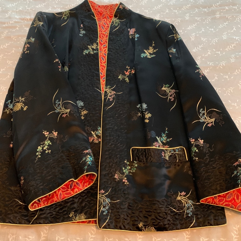 Beautiful, satin, reversible embroidered jacket purchased in Hong Kong.
